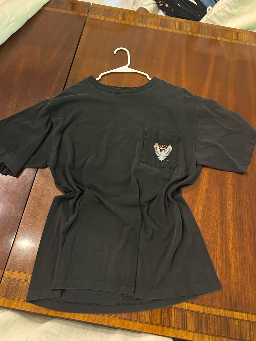 Harley-Davidson Black Tee with Orange Logo Tag
